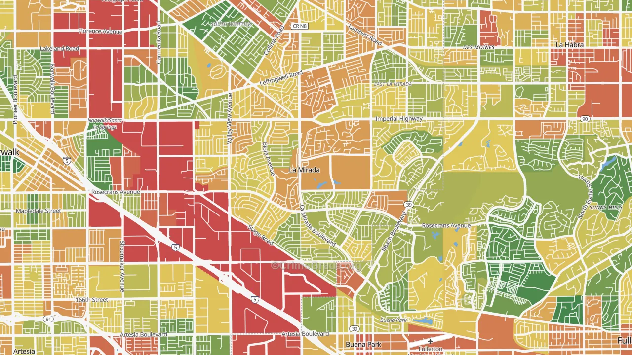 La Mirada, CA Map of Assault Rates