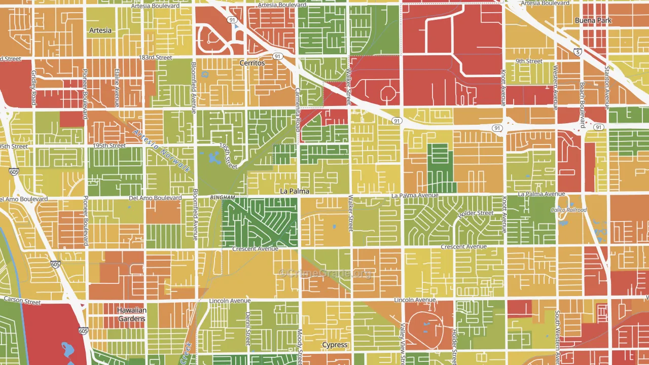 La Palma, CA Map of Assault Rates