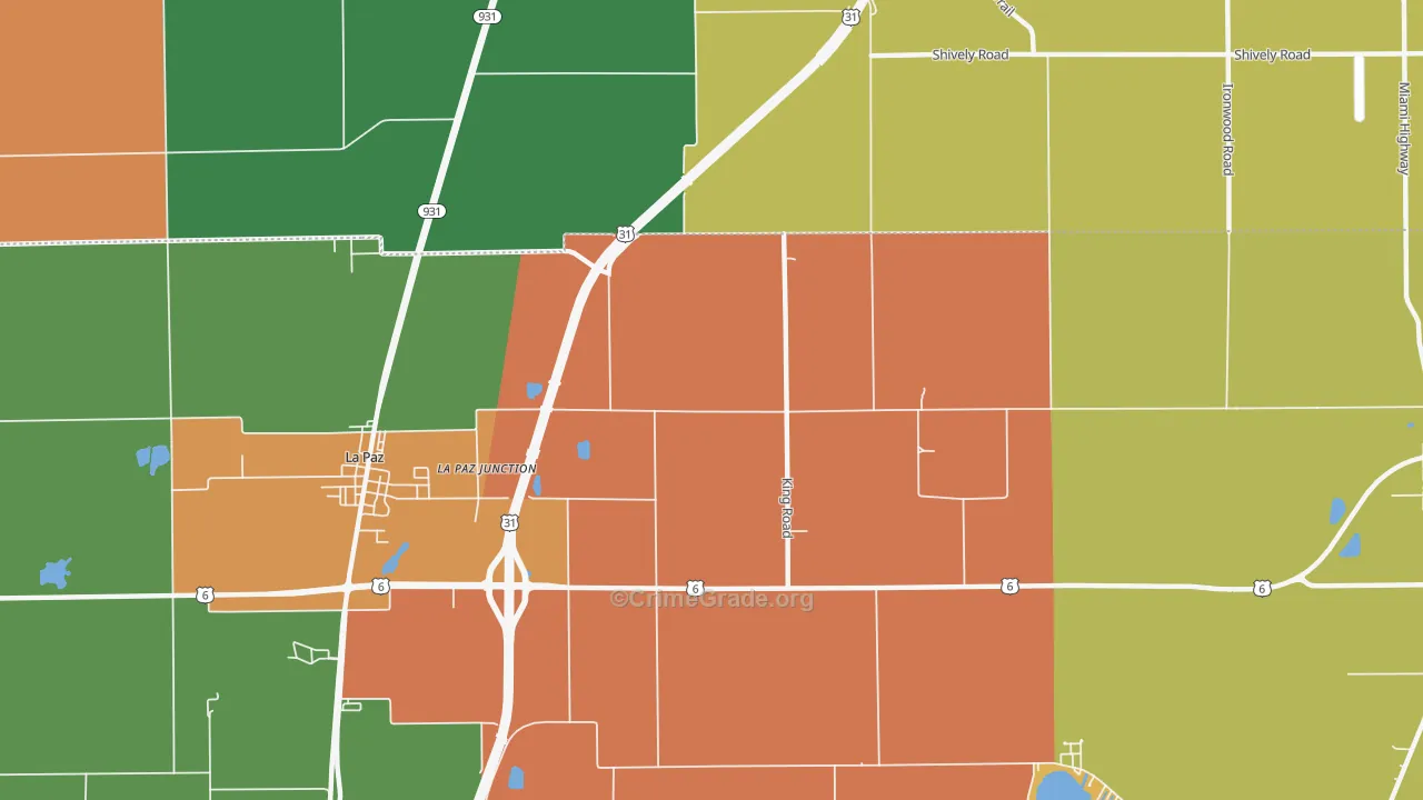 La Paz Junction, IN Map of Assault Rates