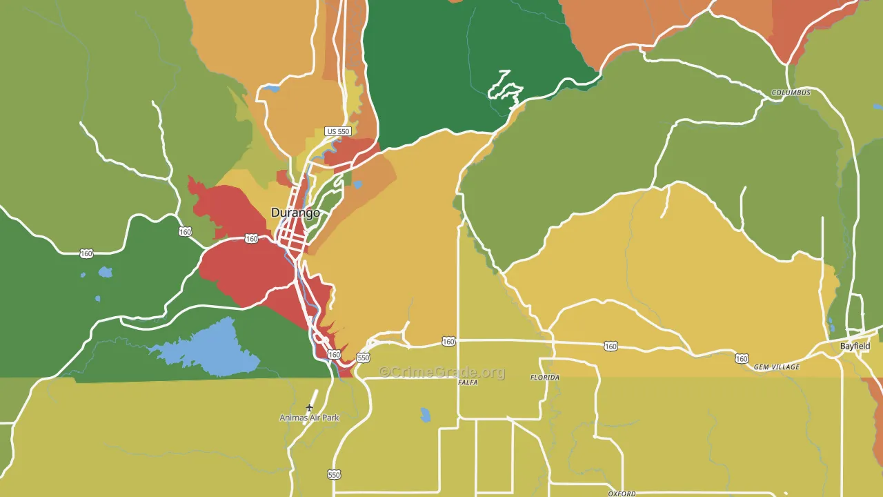 La Plata County, CO Map of Assault Rates