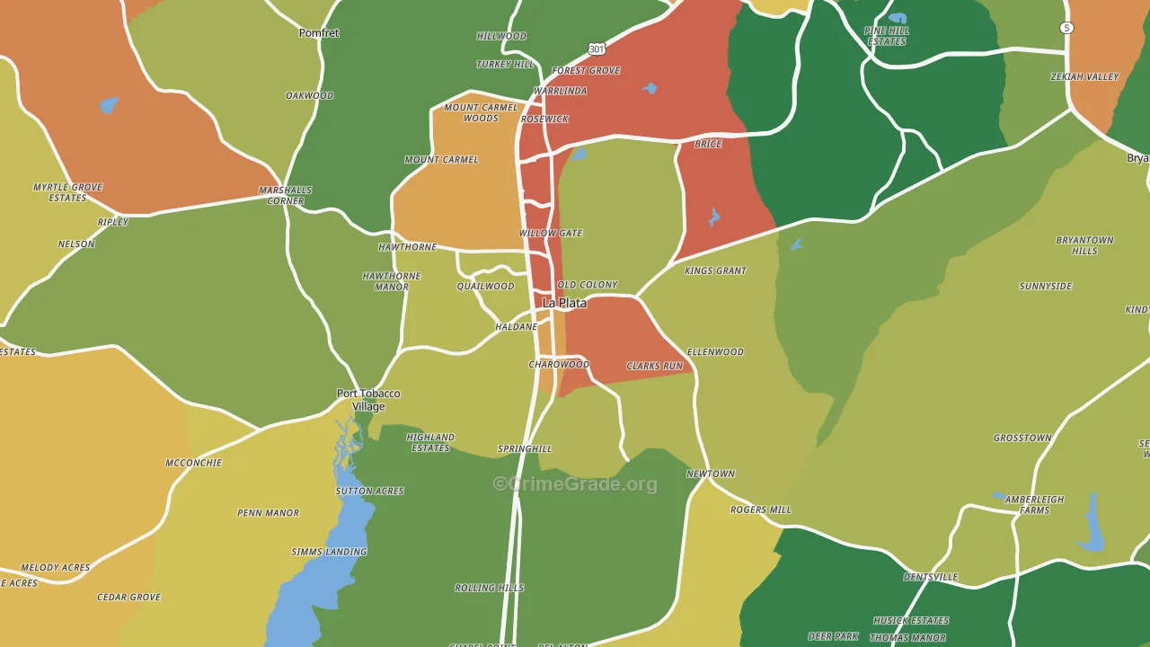 La Plata, MD Map of Assault Rates