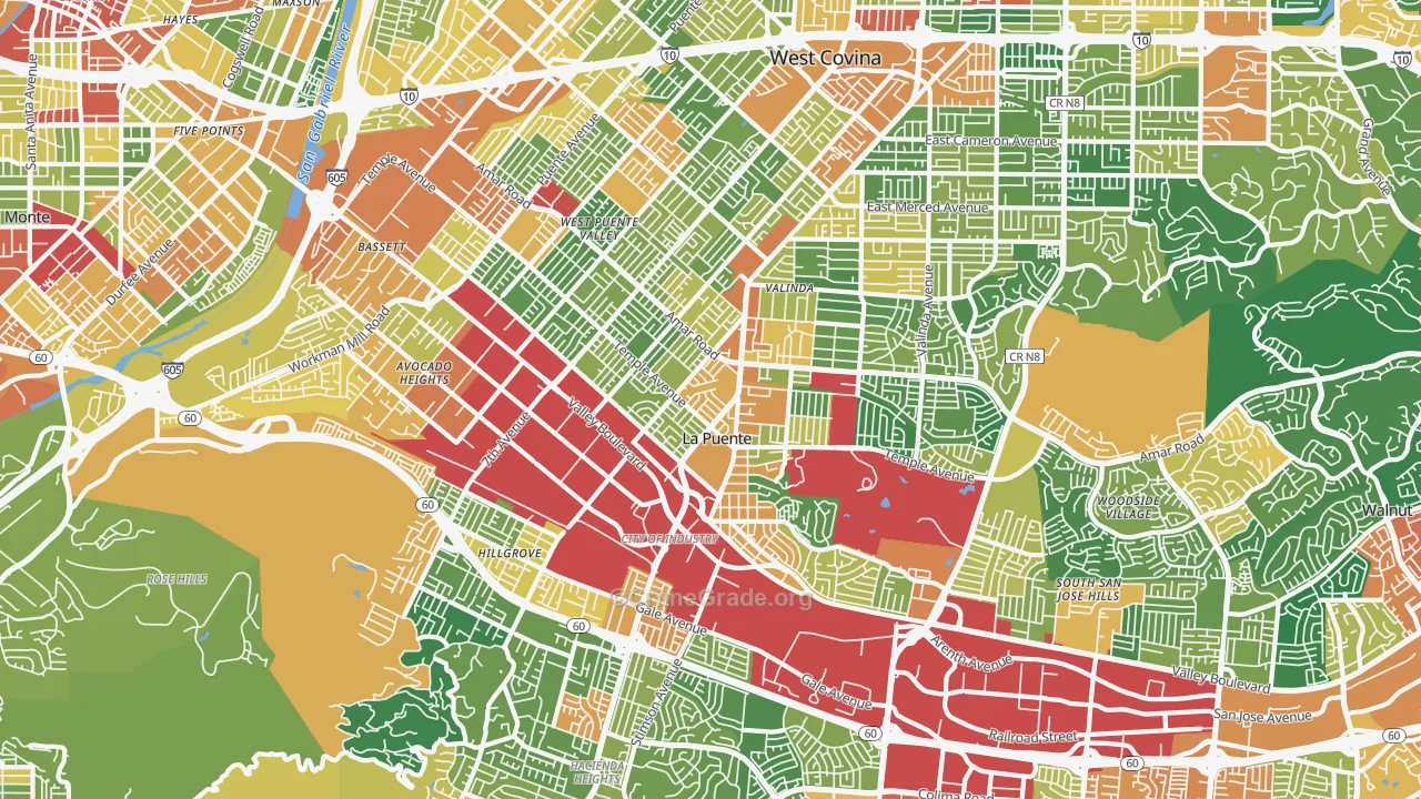 La Puente, CA Map of Assault Rates