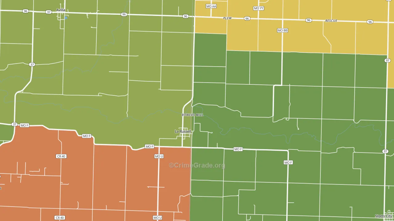 La Russell, MO Map of Assault Rates