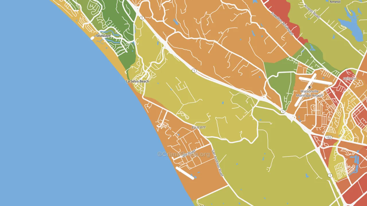 La Selva Beach, CA Map of Assault Rates
