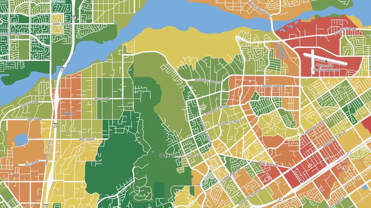La Sierra Hills, Riverside, CA Map of Assault Rates