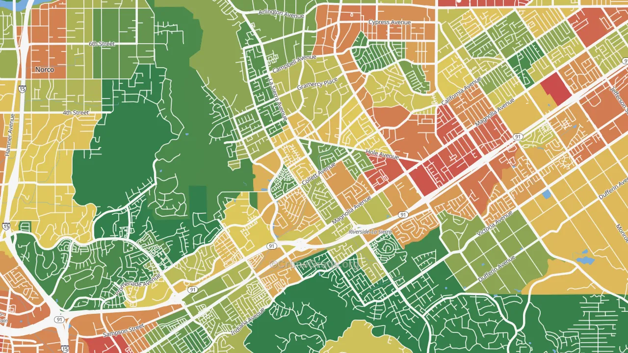 La Sierra, Riverside, CA Map of Assault Rates
