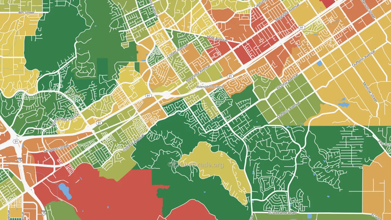 La Sierra South, Riverside, CA Map of Assault Rates