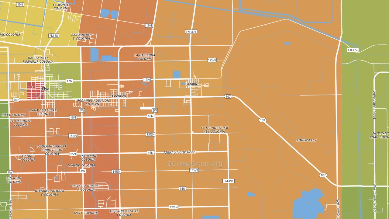 La Villa, TX Map of Assault Rates