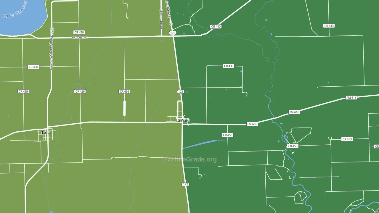 La Ward, TX Map of Assault Rates