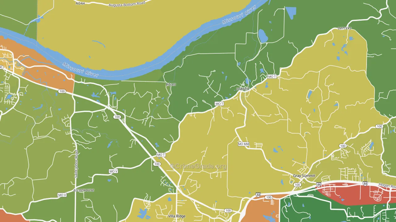 Labadie, MO Map of Assault Rates