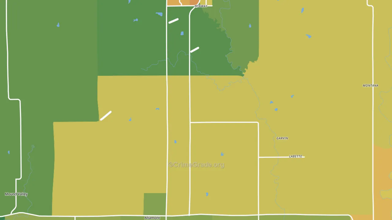 Labette County, KS Map of Assault Rates