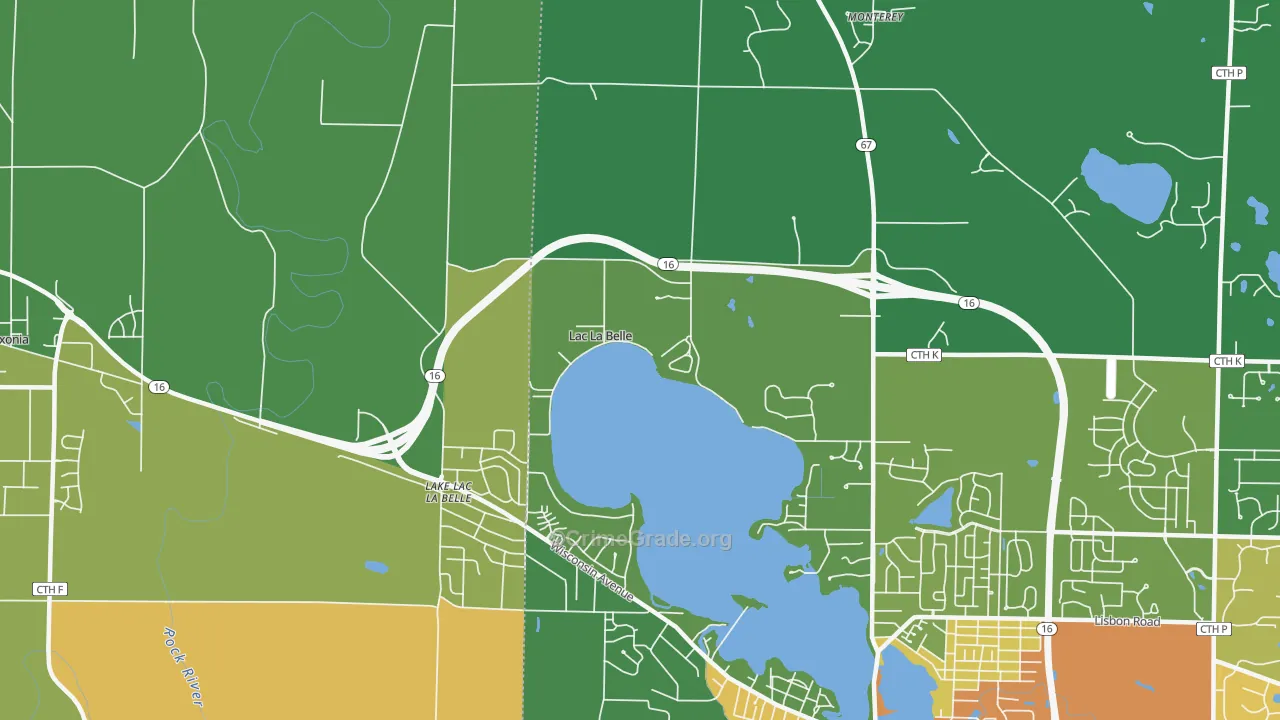 Lac La Belle, WI Map of Assault Rates