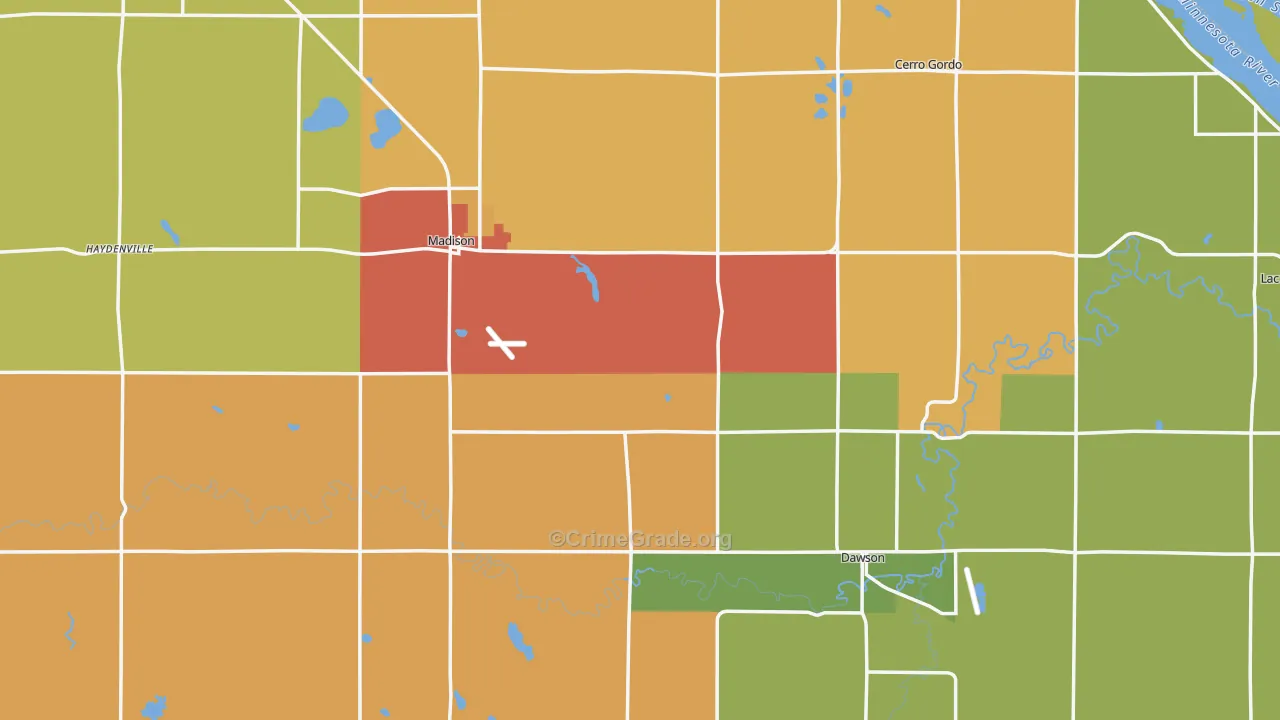 Lac qui Parle County, MN Map of Assault Rates