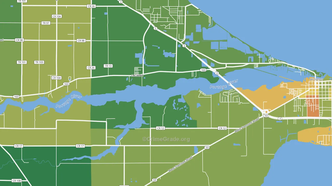 Lacarne, OH Map of Assault Rates
