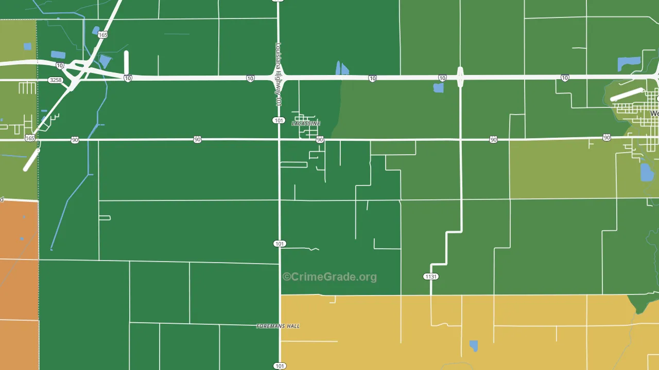 Lacassine, LA Map of Assault Rates
