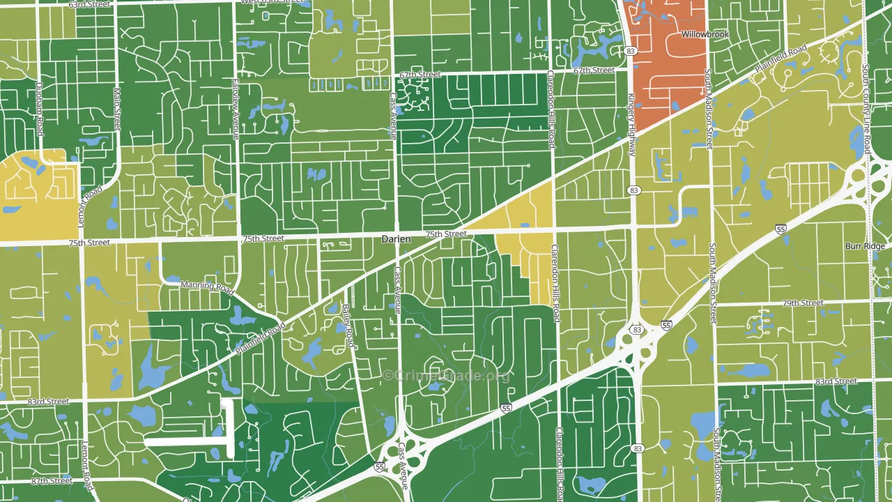 Lace, Darien, IL Map of Assault Rates