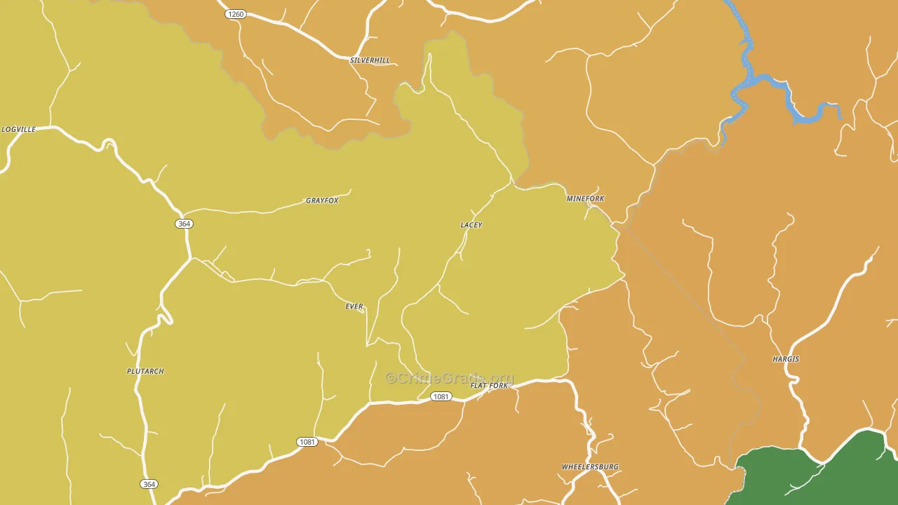 Lacey, KY Map of Assault Rates