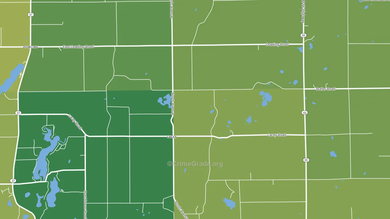 Lacey, MI Map of Assault Rates