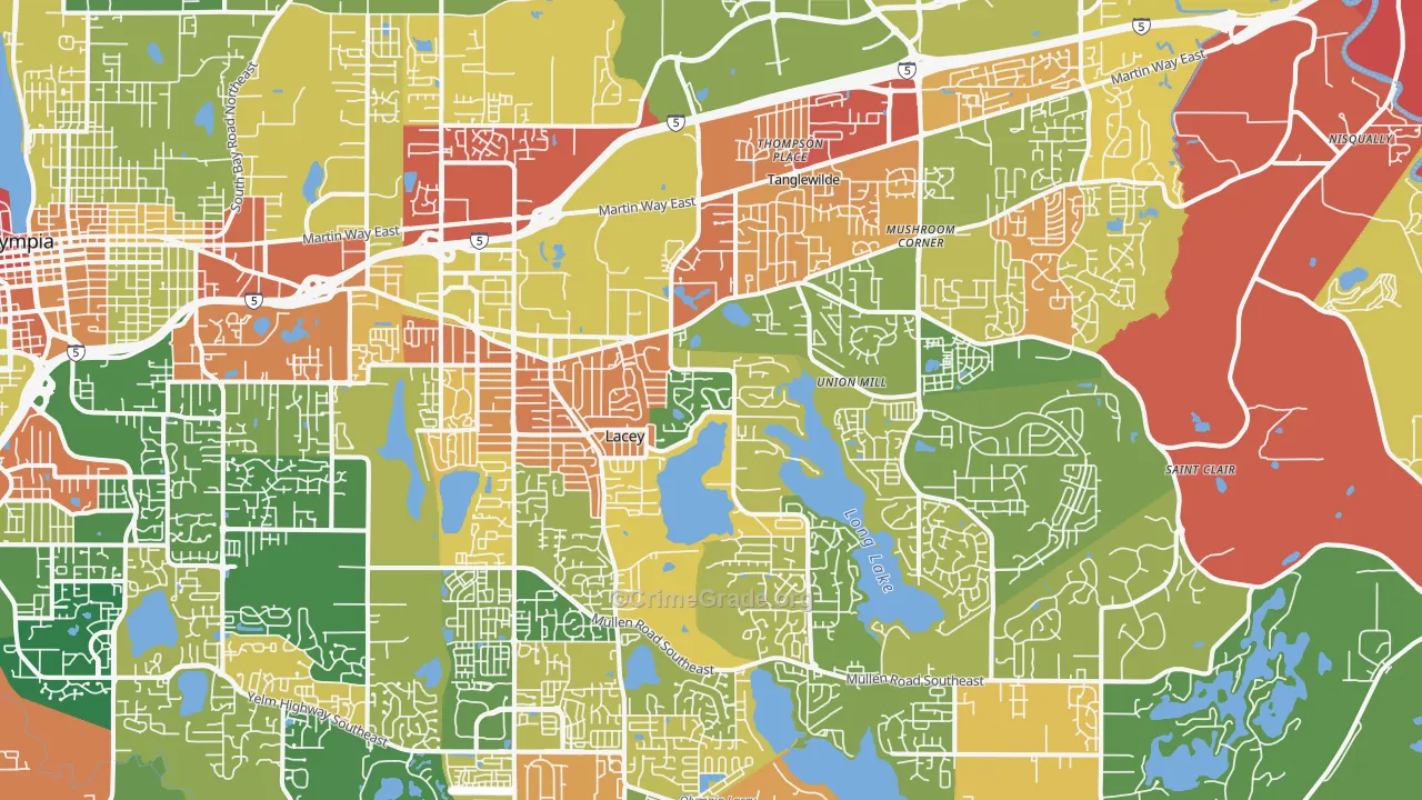 Lacey, WA Map of Assault Rates