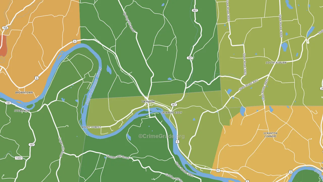 Laceyville, PA Map of Assault Rates