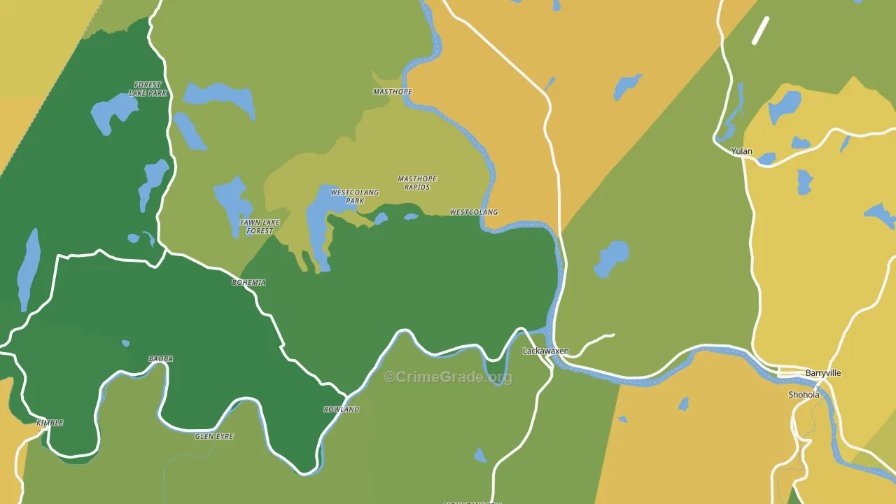 Lackawaxen, PA Map of Assault Rates