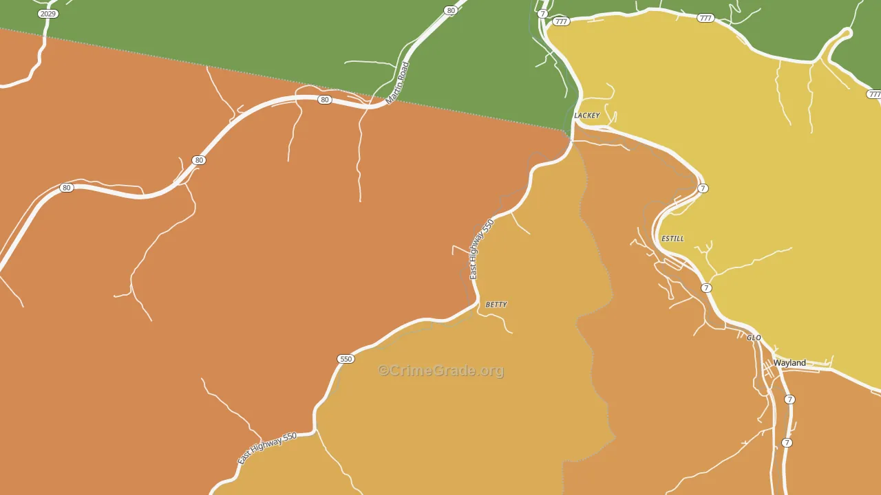 Lackey, KY Map of Assault Rates