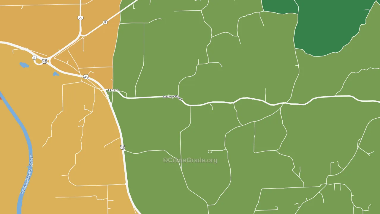 Lackey, MS Map of Assault Rates
