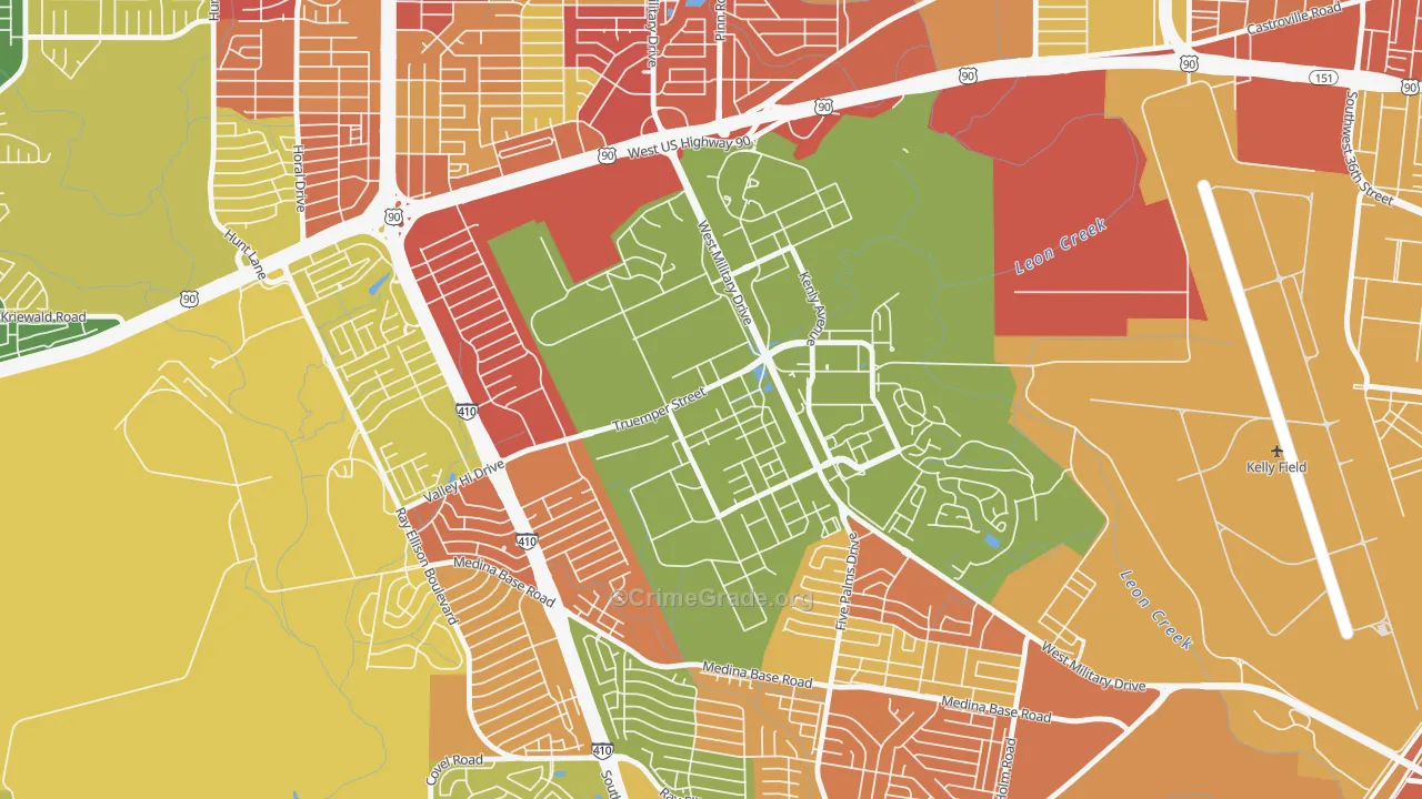 Lackland AFB, TX Map of Assault Rates