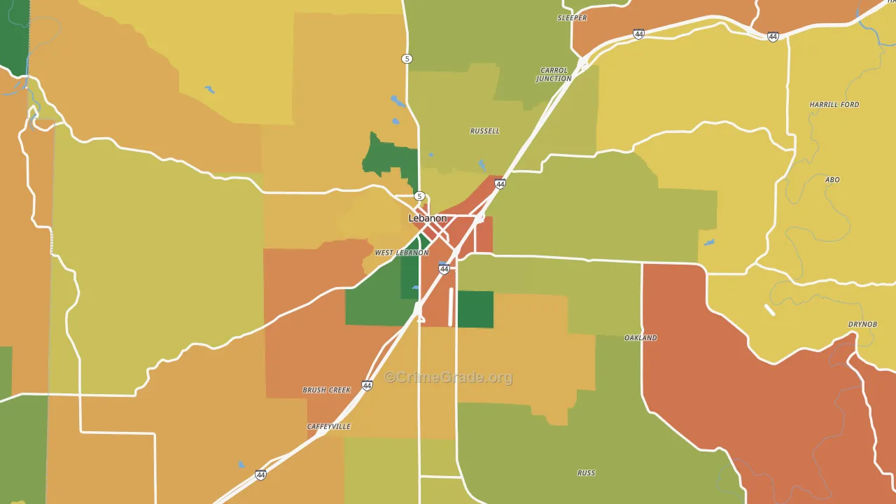 Laclede County, MO Map of Assault Rates