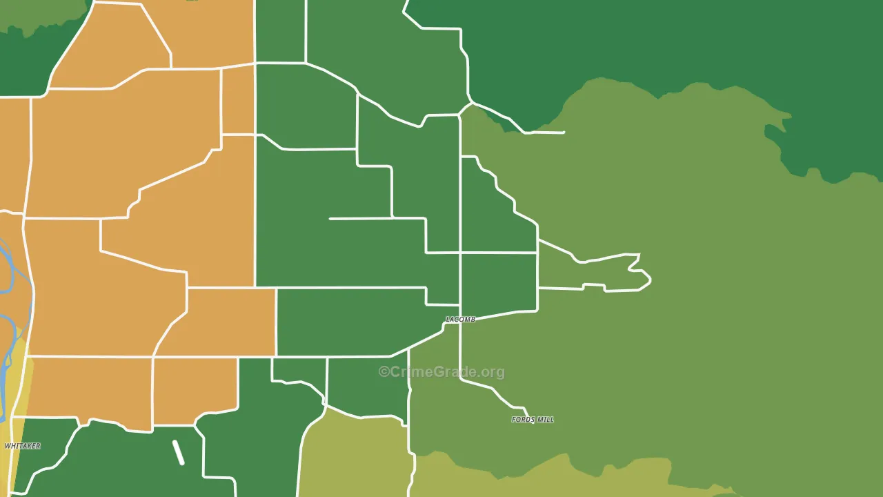 Lacomb, OR Map of Assault Rates