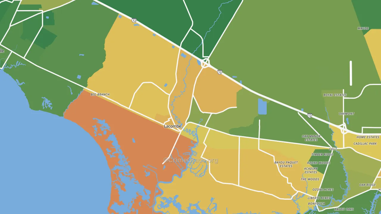 Lacombe, LA Map of Assault Rates