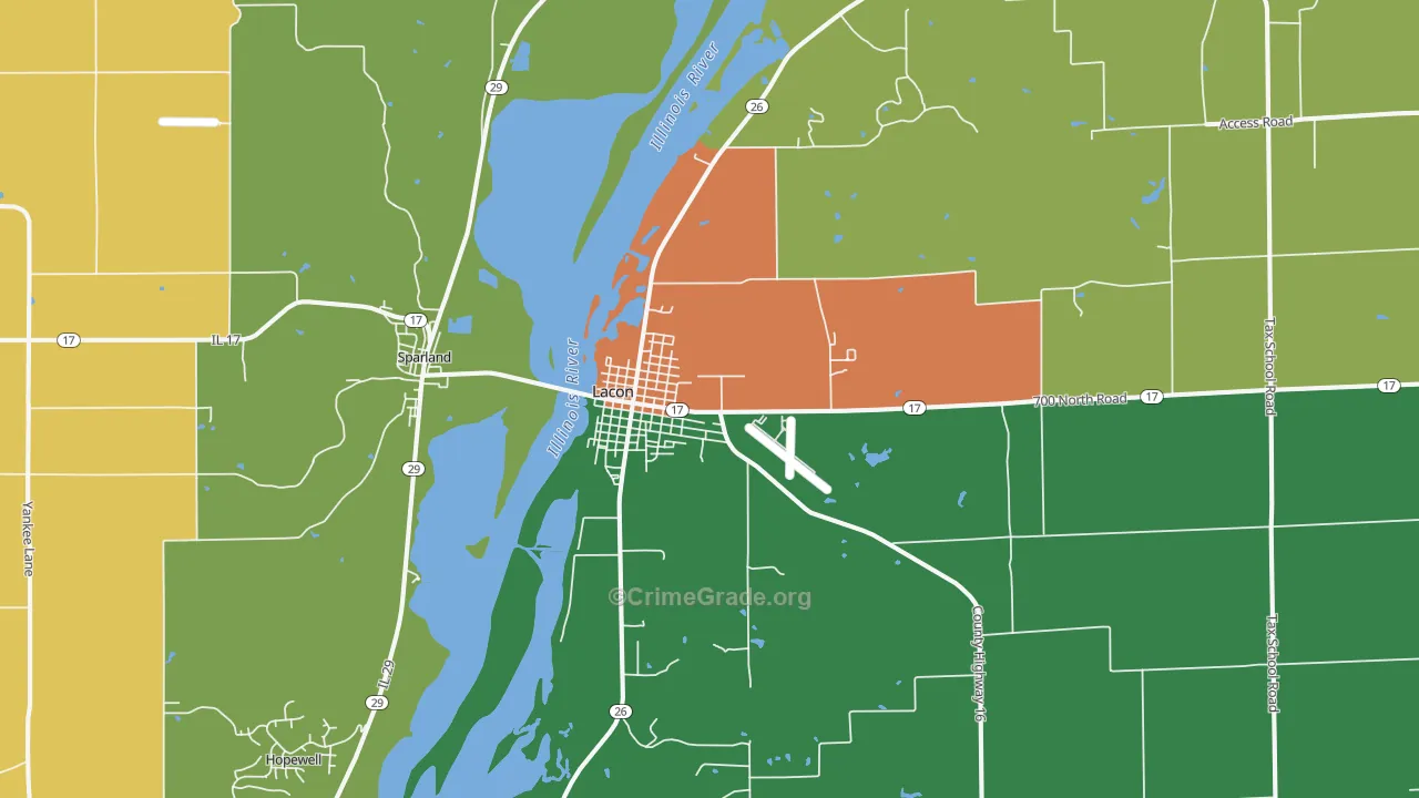 Lacon, IL Map of Assault Rates