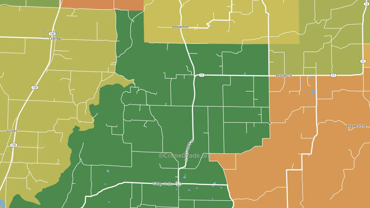 Laconia, IN Map of Assault Rates