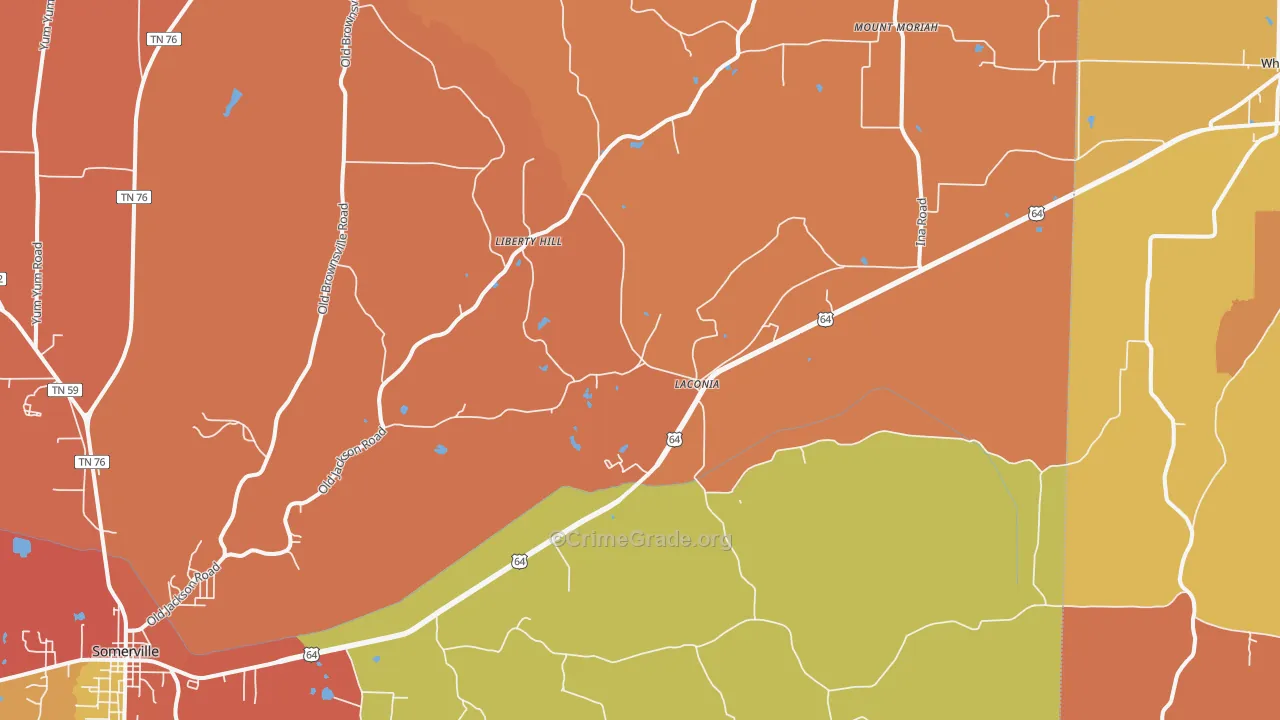Laconia, TN Map of Assault Rates