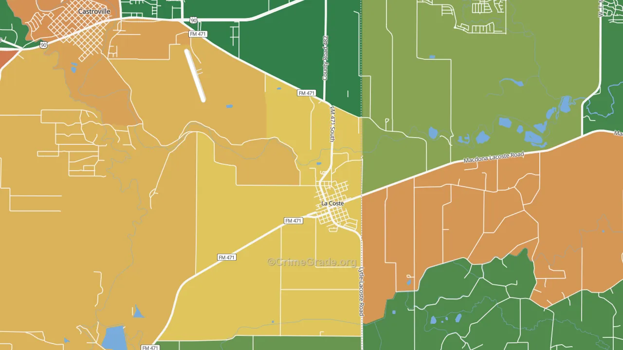 Lacoste, TX Map of Assault Rates