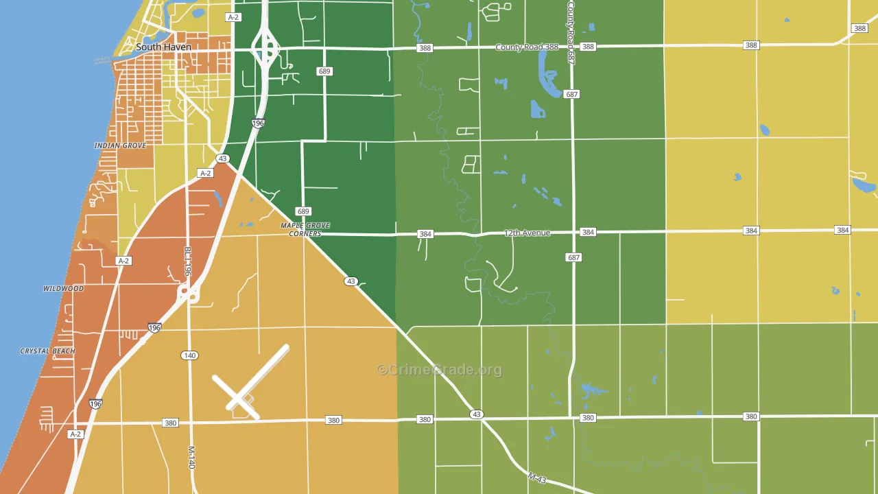 Lacota, MI Map of Assault Rates