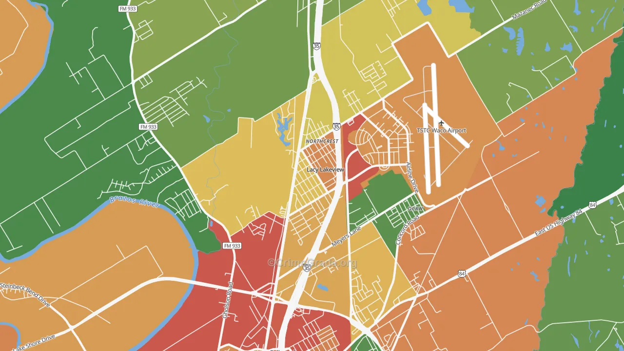 Lacy-Lakeview, TX Map of Assault Rates