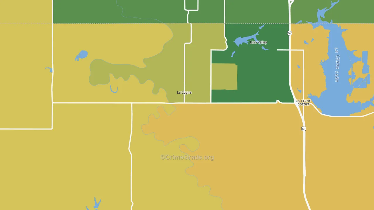 Lacygne, KS Map of Assault Rates