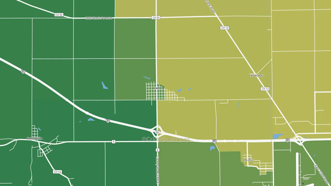 Ladd, IL Map of Assault Rates