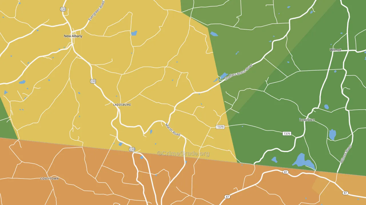 Laddsburg, PA Map of Assault Rates