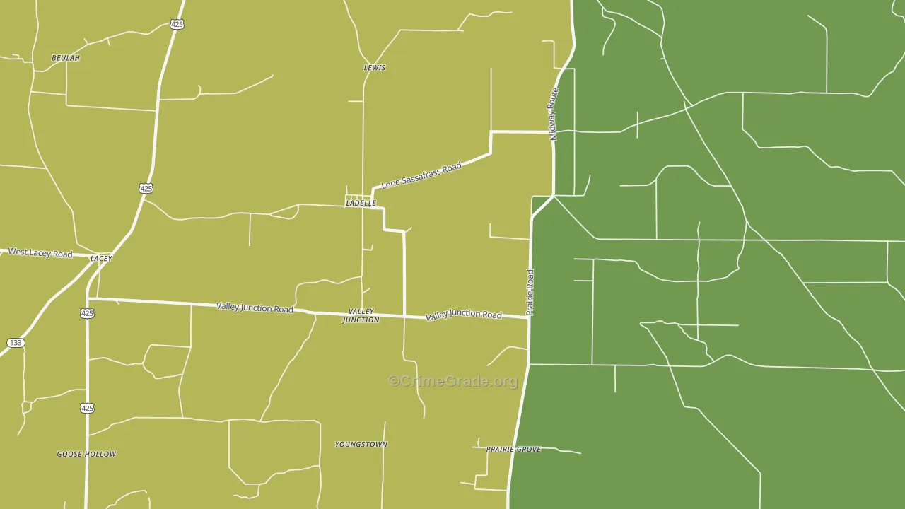 Ladelle, AR Map of Assault Rates