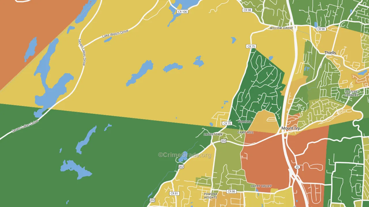 Ladentown, NY Map of Assault Rates