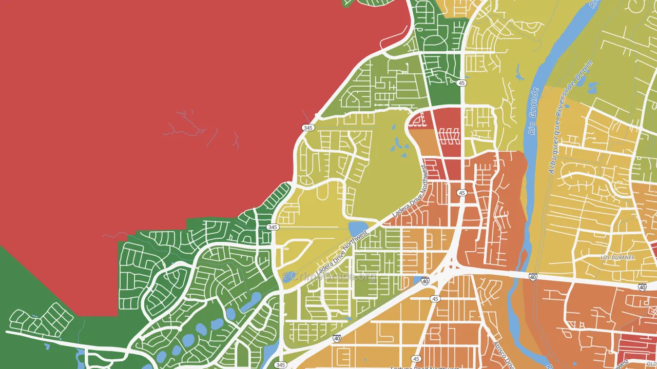 Ladera West, Albuquerque, NM Map of Assault Rates