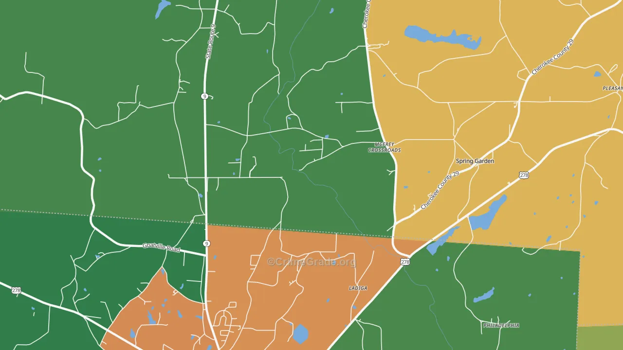 Ladiga, AL Map of Assault Rates