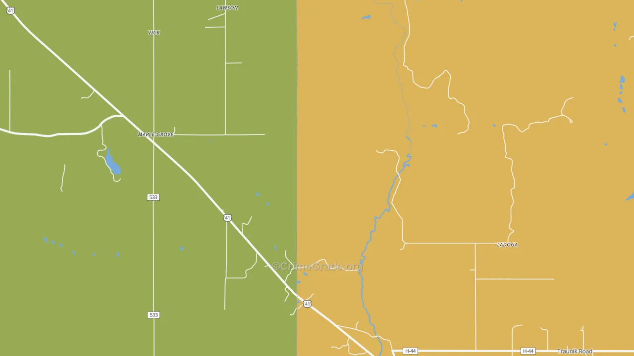 Ladoga, MI Map of Assault Rates