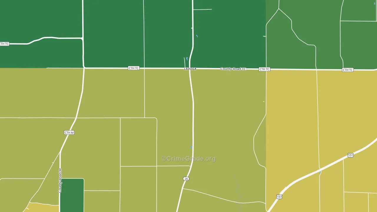 Ladoga, WI Map of Assault Rates