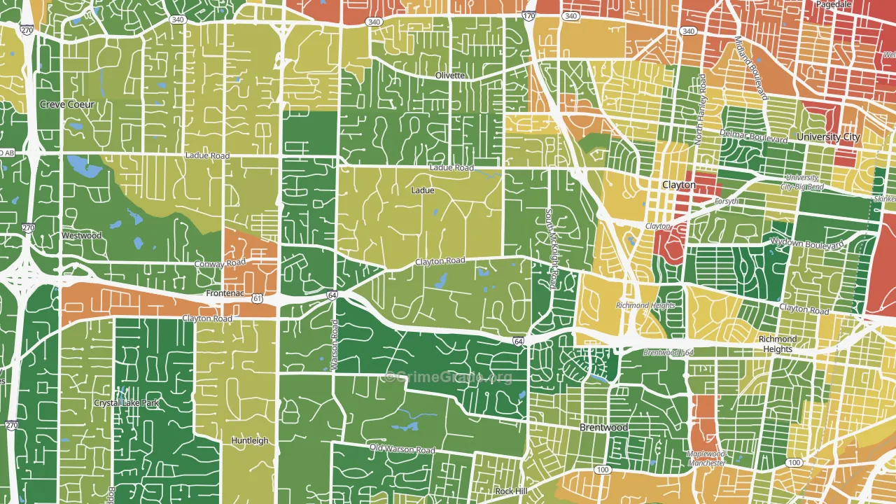 Ladue, MO Map of Assault Rates