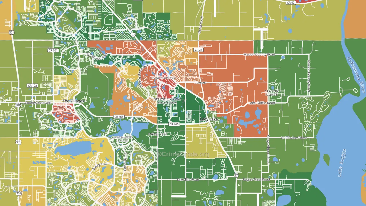 Lady Lake, FL Map of Assault Rates