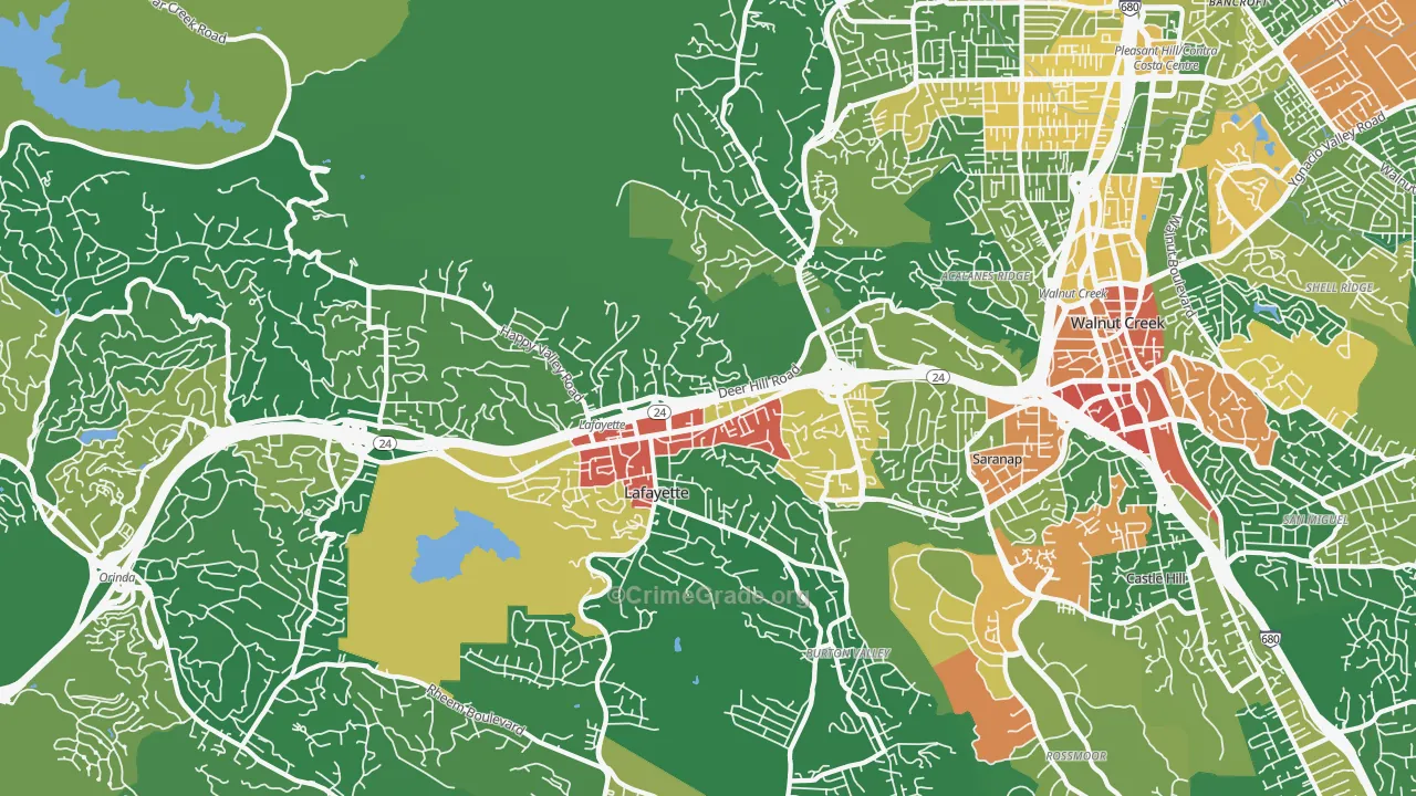 Lafayette, CA Map of Assault Rates