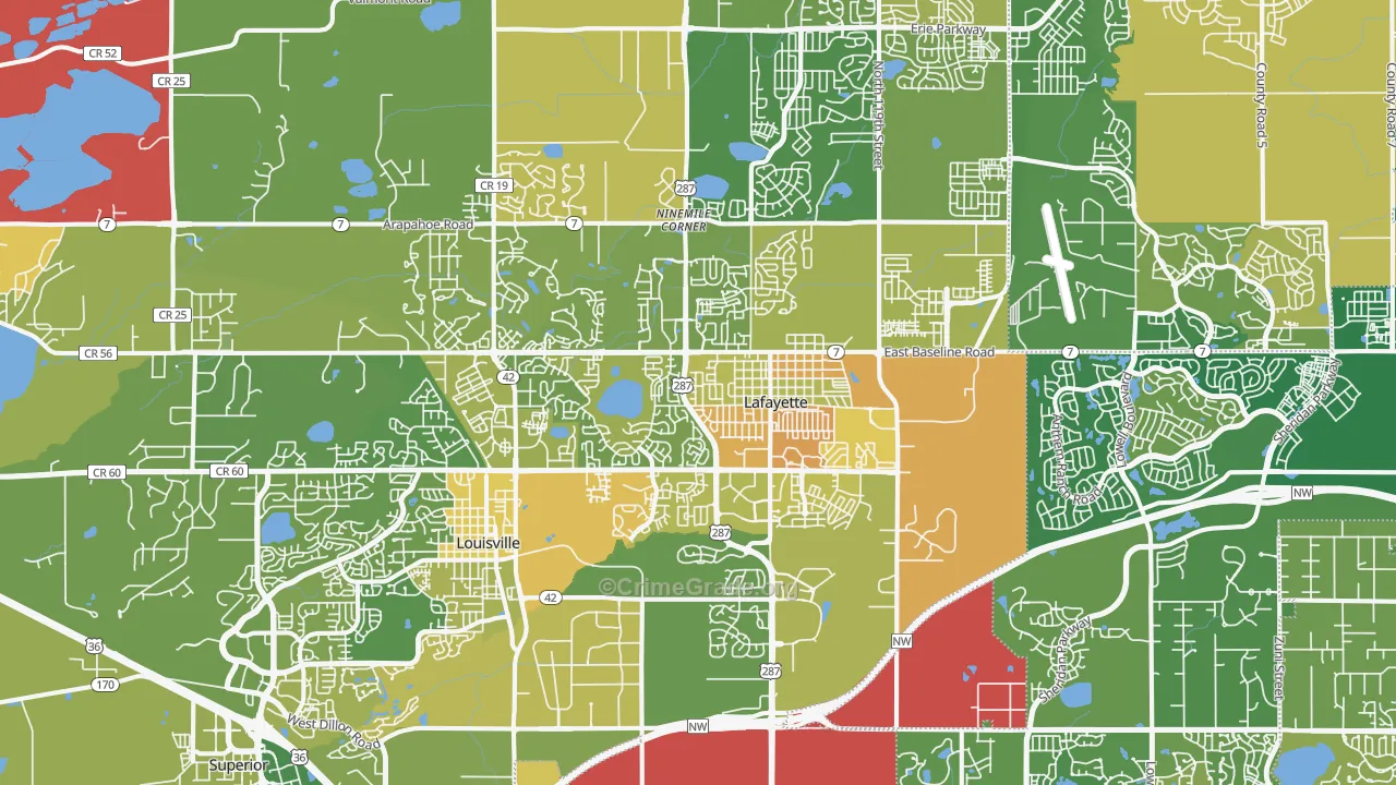 Lafayette, CO Map of Assault Rates